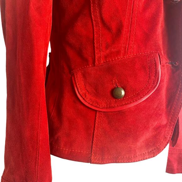Vera Pelle Masterpelle Handcrafted Italian Cherry Red Suede Italy Leather Jacket - Picture 8 of 13